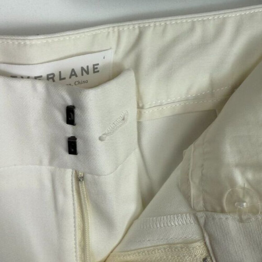 Everlane The Wide Leg High Rise Cotton Work Preppy Pant Off White 4 - Picture 5 of 7